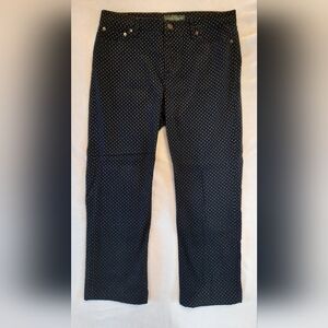 Lauren Ralph Lauren Jeans Womans 10 Navy Blue Polka Dot Classic Straight Denim